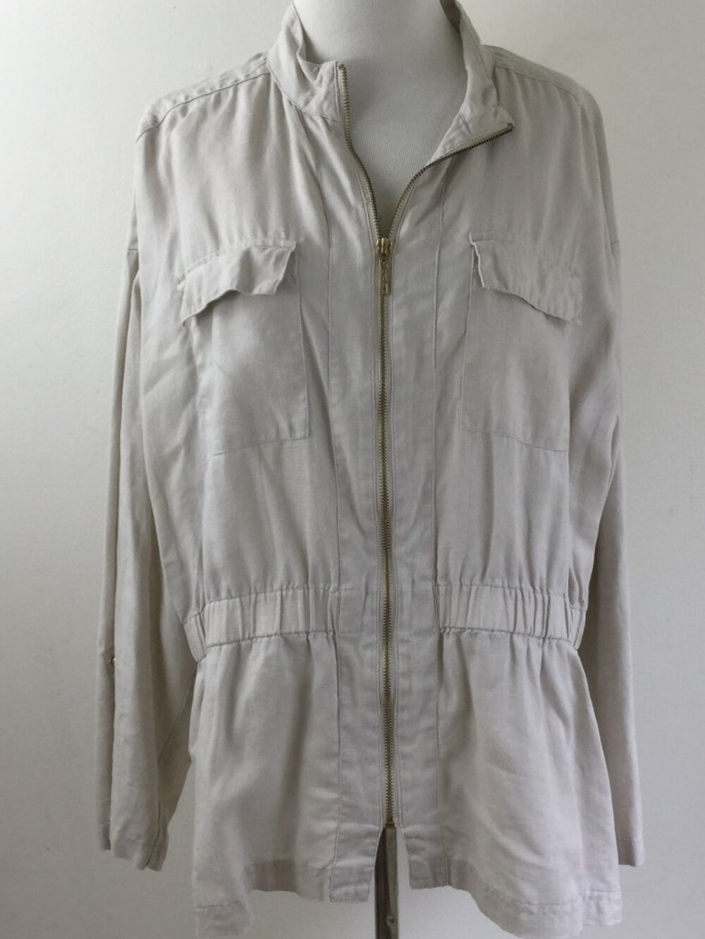 Ellen Tracy Linen Zip Up Jacket xl
